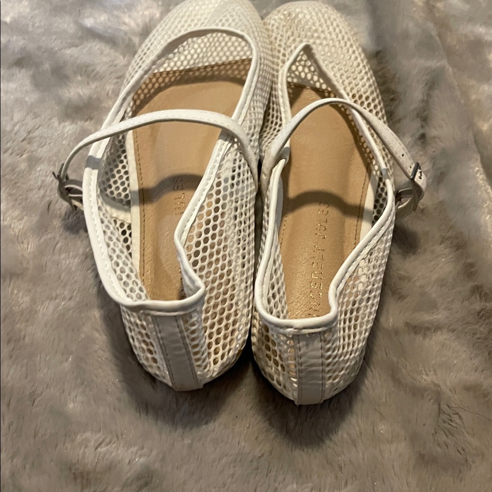 Sincerely Jules white Fishnet Mesh Mary Jane Ballet Flats Size 7 - Picture 4 of 6